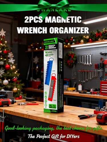 SWANLAKE 2-Piece Magnetic Wrench Organizer Toolbox Holder, SAE (1/4'' to 15/16''), Metric (6mm to 24mm) Ratchet Wrench Organizers, Total Hold 24 Slots Wrenches Holder for Tool Box - style: 24-Slot