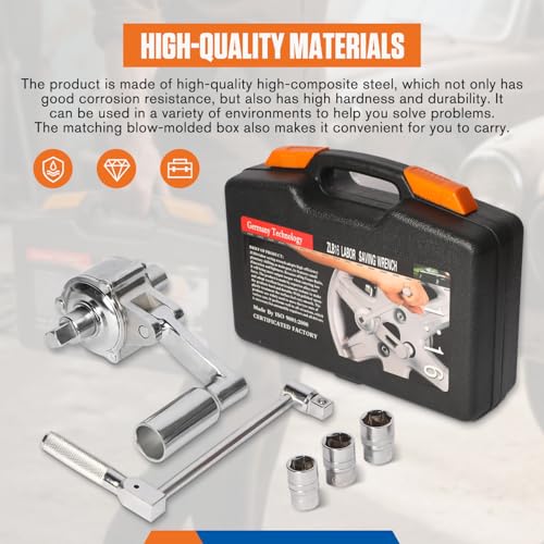 Torque Multiplier Wrench Lug Nut Removal Tool 1:16 Labor Saving Heavy Duty Lug Nut Remover Wrench Set 1/2" Driver Torque Wrench With 17mm/19mm/21mm Sockets,And Carrying Case