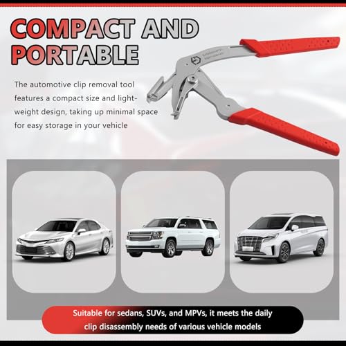 2026 Upgrade Spring-Loaded Car Clip Pliers,Stainless Steel Panel Clip Removal Pliers,Multi-Functional Car Clips Remover Tool for Removing Door Panel Trim Bumper Clips - color: Red