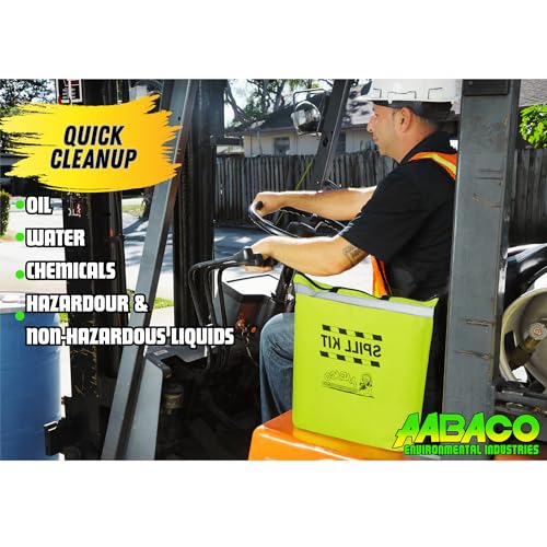 AABACO Universal Spill Kit 5 Gallon Oil Spill Kit with Absorbent Pads, Socks, Yellow Duffle Bag, Gloves & Disposal Bag for Automotive, Garage & Industrial Use - size: 1 Count (Pack of 1)