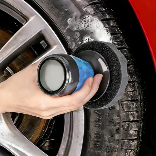 Tire Shine Applicator with 2 Heavier-Duty Detachable Foam Applicator Pads for Car Cleaning and Fine Polishing Reusable Tire Dressing Applicator for Car Truck SUV Motorcycle - style: Thickened Sponge