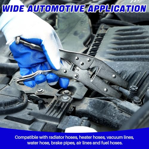 DASBET 10" Hose Pinch-Off Locking Pliers 4 Pack | Self-Locking Pinch Off Pliers Heavy Duty Radiator Hose Clamp Set for Automobile Radiator Pipe Fuel Hose, Water & Vacuum Lines