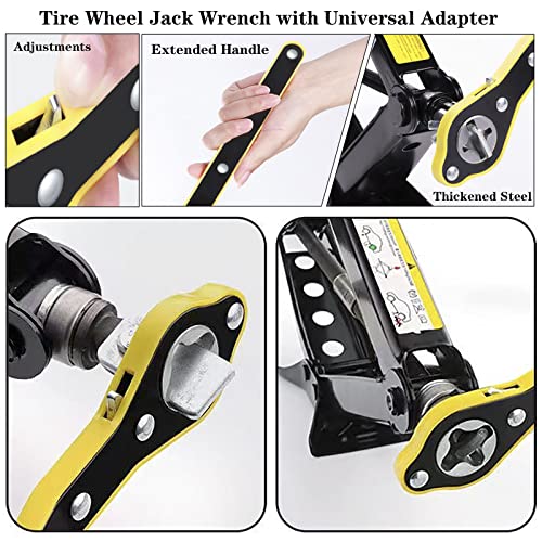 3Pcs Car Jack Wrench Set, 360° Swivel Labor-Saving Car Jack Ratchet Wrench Cross-shaped Hex-shaped Rhombus-shaped with Long Handle, Scissor Jack Lift Speed Handle Tool for Travel, Van, SUV & More