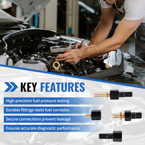 Fuel System Test Fitting Adapter Kit Fit for 5.9L Cummins Diesel Engine 9011 9012 9013 9014, High-Precision Fuel Pressure Testing Tool Set