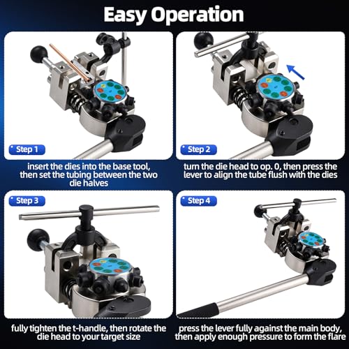 8MILELAKE Brake Line Flaring Tool Kit, 45 & 37 Degree Flaring Tool Set, Single Bubble Double Flare Tool for Brake Lines, Brake Tube Line Flaring Tool for 3/16" 1/4" 5/16" 3/8"