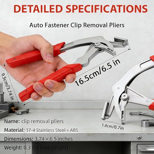 Panel Clip Removal Pliers, Auto Fastener Clip Removal Pliers, Multi-functional Automotive Clip Tool, 17-4 Stainless Steel, for Auto Trim & Fastener, Damage-Free Disassembly (Red+Blue) - color: Red+blue