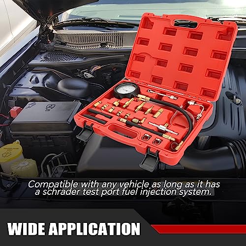ATPEAM 0-140 PSI Fuel Injector Injection Pump Pressure Tester Gauge Kit TU-114 Fuel Pressure Tester Kit for Car Motorcycle Truck