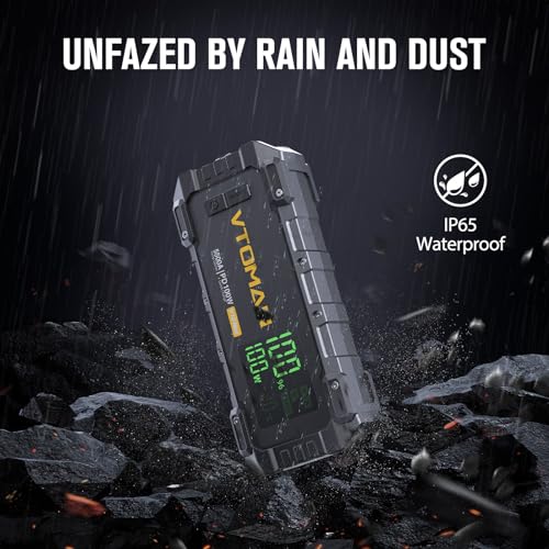 VTOMAN V10 Max Portable Jump Starter with 100W Bi-Directional Fast Charger | Car Battery Jumper Starter Portable (All Gas&12L Diesel), 12V Auto Jump Box Booster Pack, 3.2" Display, Pickup Trucks & Suvs - color: black