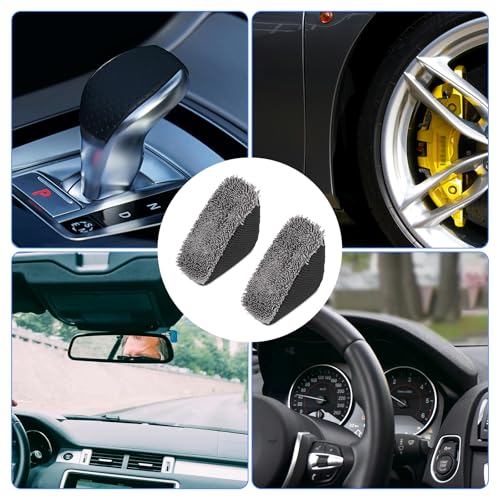 NQEUEPN 2pcs Tire Shine Applicator, Reusable Microfiber Tire Brightener Pad Triangle Tire Dressing Applicator Pad Tire Shine Applicator Sponges Tire Applicator Pads for Car Cleaning