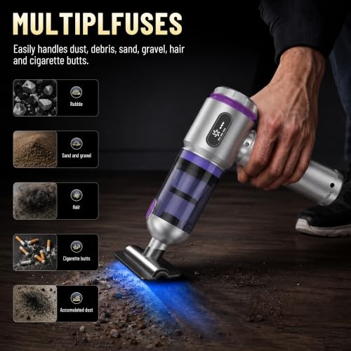 Car Vacuum,Handheld Vacuum,20000PA High Power,3 Speed Vacuum for Car | Rechargeable Vacuum with Brushless Motor,Air Blower & Pump - color: Silver and Purple