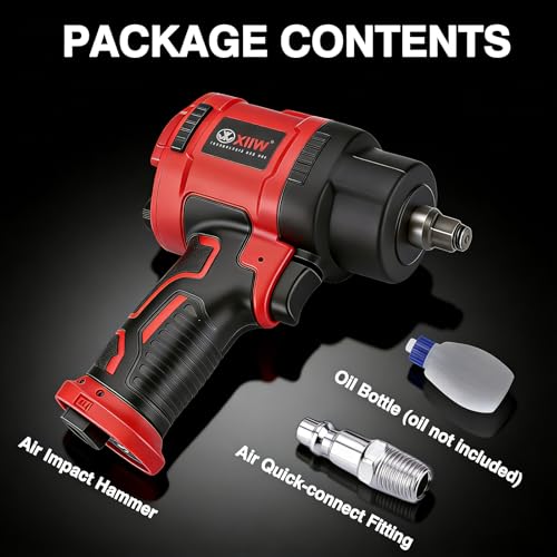 XIIW 3/8 Inch Air Impact Wrench, 745ft-lbs Nut-busting Torque, 10,000 RPM | Heavy Duty 3/8'' Air Impact Gun, Twin Hammer Pneumatic Impact Wrench for Automobile Repair - size: 3/8 Inch | 745 ft-lbs