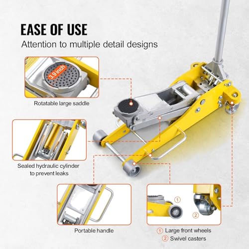 3T/2T Floor Jack Aluminum Hydraulic Racing Jack Hydraulic Car Jack with Dual Piston Quick Lift Pump Duty Trolley Jack,3T Aluminum - color: 3t Aluminum
