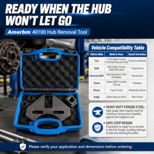 40100 Wheel Hub Removal Tool & Bearing Puller, Universal Wheel Hub Remover Compatible with All 5, 6 and 8 Lug Axle Bolt Hubs, Professional Automotive Stubborn Frozen Hub Extractor Tool
