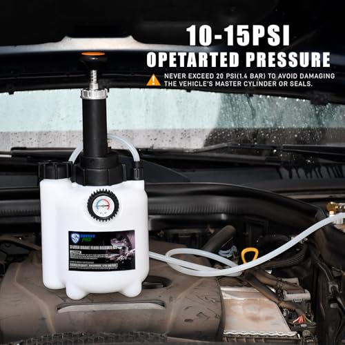 SMOTIVEPRO Manual Brake Bleeder Kit, 3L One Man Brake Bleeding Kit | 45mm Adapter for Most European Brake Master Cylinder Reservoirs, Professional Brake Fluid Bleeding - size: 45mm Adapter for BMW/Audi/VW/Mercedes
