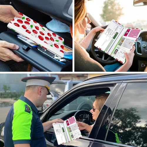 Car Registration and Insurance Holder, with Magnetic Closure for License, Cards and Documents, All Vehicle Needs and Car Accessories (Cherry) - color: Cherry
