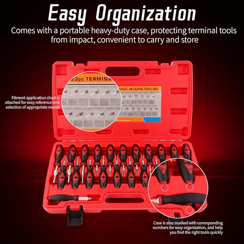 23PCS Universal Terminal Release Kit, Wire Connector Removal Pin Electrical Terminal Removal for Most American Domestic and Imported Vehicles - size: 23PCS