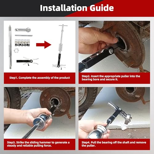 Double Headed Internal Bearing Puller, Expandable Collets 16-45mm | Slide Hammer Insert, Bearing Remover Extractor Tool, Heavy Duty, Automotive Repair Tool, For Professional and DIY Use