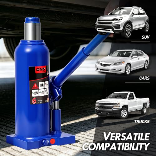 DNA Motoring 6 Tons / 12000 lbs Lifting Automotive Welded Hydraulic Bottle Jack for Car SUV Pickup Truck, Auto Repair, with Manual Handle & Carrying Storage Case, Blue - color: blue, style: 6 ton