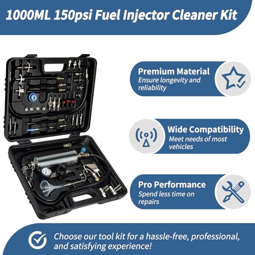 1000ML 150psi Fuel Injector Cleaner Kit Fuel System Cleaner Kit Non-dismantle Fuel Injector Cleaner Tester Fuel Injection Cleaning Auto Gasoline