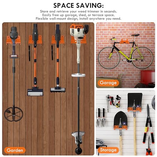 KSVO Heavy-Duty Weed Eater & Hedge Trimmer Wall Mount Rack, Garage/Shed Tool Organizer (2)
