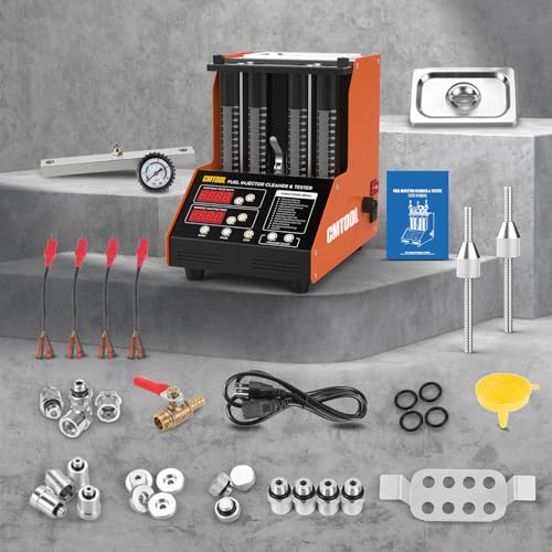 CMTOOL Fuel Injector Cleaner Machine, Ultrasonic Cleaning Kit, 9 Test Modes, Auto Fuel Injector Cleaner and Tester, Motorcycle Automotive Tool, 800ml Ultrasonic Tank