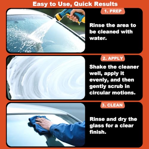 2Pcs Glass Oil Film Remover for Car Windshield, Windows & Mirrors, Roll-On Glass Compound with Cleaning Board, Streak-Free Windshield Cleaner Tool for Water Spots, Bug Splatters & Improved Visibility