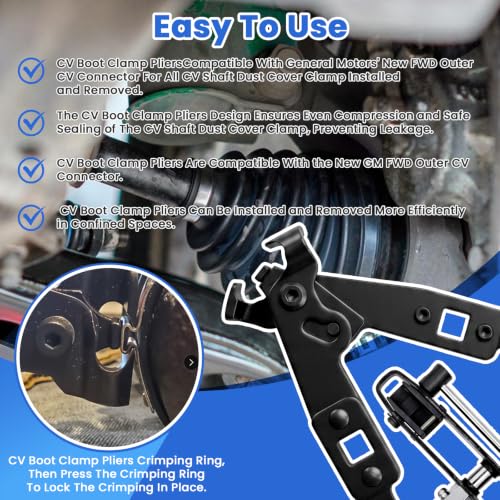 CV Boot Clamp Pliers Tool With 1/2" Torque Wrench For Cars UTV ATV Repair | CV Boot Clamp Tool Heavy Duty CV Axle Boot Clamp Pliers Tool With 1/2" Torque Wrench Function