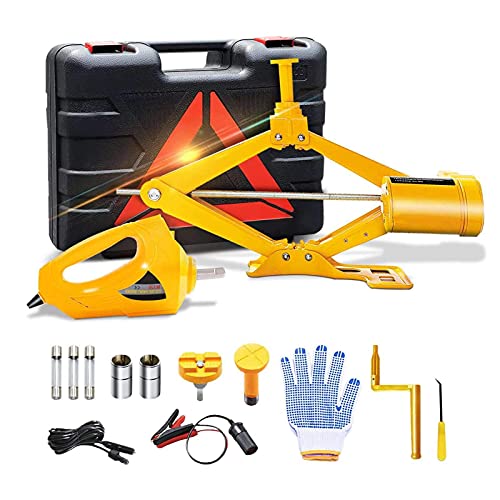 E-HEELP 3 Ton Electric Car Jack, 12V Automatic Scissor Lift Floor Jack with Impact Wrench Kit for Sedans, Lifting Range 4.72-14.57 Inches, 6600 lbs Load Capacity - color: 3T with Wrench