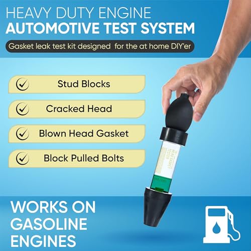 Combustion Leak Detector Kit - 100+ Tests Automotive Engine Block and Head Gasket Tester, Ideal for Detecting Blown Gaskets (Tester with 18oz Fluid) - style: Tester with Fluid (18 oz) Kit