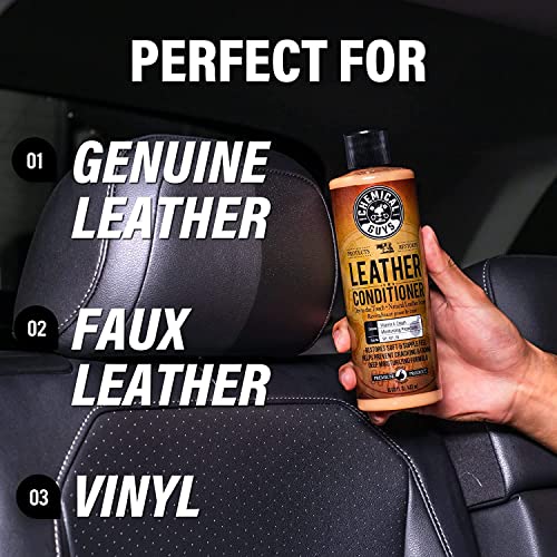 Chemical Guys Leather Cleaner and Conditioner Kit with Brush | Horse hair brush for car, furniture, jackets, and shoes, 3-item leather care bundle, 3 piece leather care kit with brush - style: 16 Fl Oz KIT + BRUSH