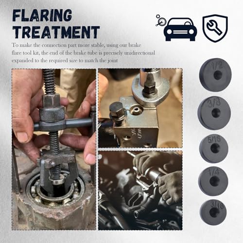 25Ft 3/16 Brake Line Kit,Single & Double Brake Line Flaring Tool Kit with 16 Fittings,5 Adapters,Tube Cutter,Brakes Lines Repair Kits for Fuel System & Hydraulic Brakes System