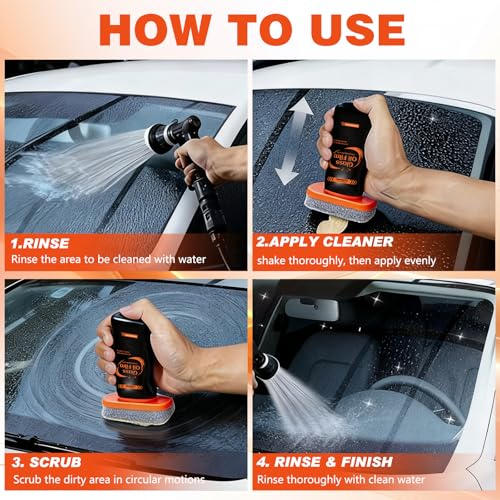 Kubot 2PCS Glass Oil Film Remover for Car,100ml Roll-On Glass Compound with Cleaning Board, Removes Oil Film & Smudges,Automotive Oil Film Cleaning Brush for Car Windows-2PCS