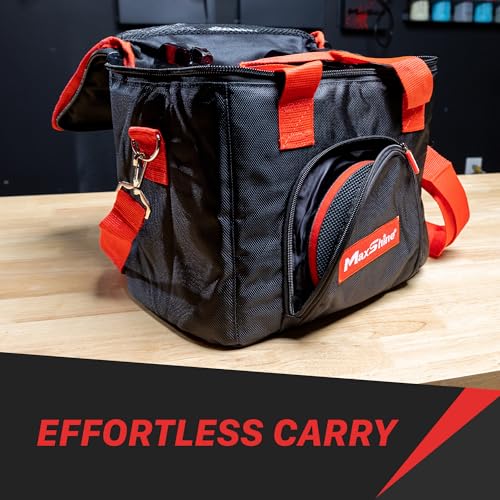 Maxshine Universal Detailing Tool Bag Tote with Belt & Handle | Durable 1680D Oxford Fabric | Compact Storage Organizer for Car Detailing Tools, Brushes, Bottles & Auto Care Accessories