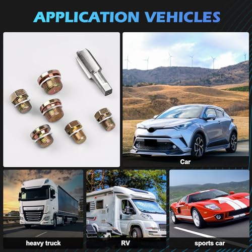 Luney 114PCS Oil Pan Drain Plug Repair Kit, Oil Drain Plug Removal Thread Repair Tool Kit, Drain Pans Automotive Rethreading Tools Kit M13 M15 M17 M20 M22, Metric Universal