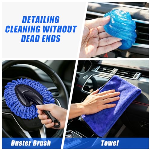 21PCS Car Detailing Kit Interior Cleaner - with Handheld Car Vacuum, Windshield Cleaning Tool, Detailing Brushes, Car Cleaning Supplies Kit for Women Men (Blue) - color: blue