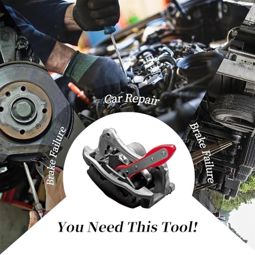 Brake Caliper Compression Tool,Car Ratcheting Brake Caliper Piston Spreader Press Tool with 2PCS Steel Plates,360° Adjustable Ratchet Piston Compressor, Essential Tool Kit for Car Brake Repair