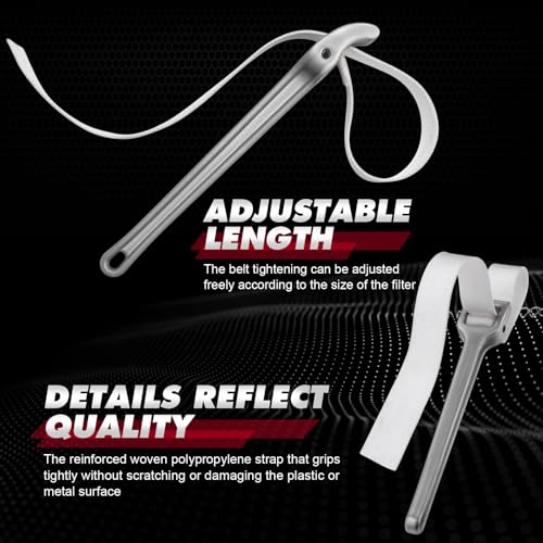 Lasnten 16 Inch Handle Nylon Strap Wrench Adjustable Oil Filter Anti Sliding Strap Pipe Wrench, Double Layered Thickened Nylon bag