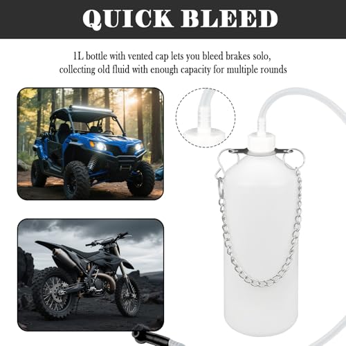 1L Car Brake Bleeder Bottle Kit Includes Chain/23.03" Brake Bleeder Hose/Adapter,One Man Brakes Bleeders Kit for Bleeding Vehicle Systems,Essential Cars Brakes Fluid Bleeders Kits