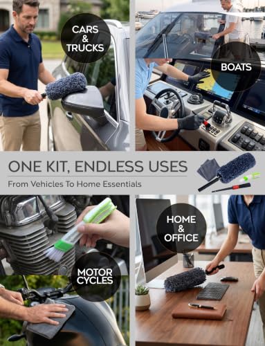 TAKAVU Car Duster Kit, Ultra Soft Microfiber, Lint & Scratch Free | Includes Storage Bag & Unbreakable Handle, Removes Pollen & Dust, Exterior & Interior for SUV & Home - size: Microfiber Soft Feather