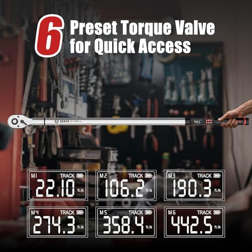 VANPO Digital Torque Wrench 3/4-Inch 22.1-442.5 Ft-Lb, for Trucks | 30-600Nm, ±2% Accuracy Heavy-Duty Electronic Torque Wrench with Triple Alert, Preset Memory for Heavy Automotive & Equipment - size: 3/4-inch 22.1-442.5 Ft-lb/30-600 Nm