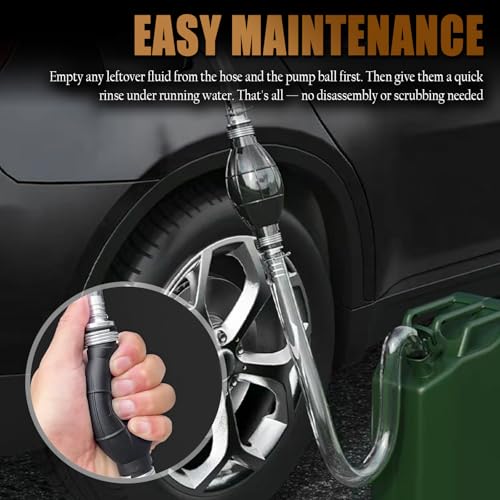 Enlarged Caliber Gas Siphon Pump for Gasoline,6.5Ft Fuel Siphon Hose Kit with Extension Nozzle Pinch Clip,Professional Gas Syphon Pump for Gasoline,Oil,Water Car Accessories