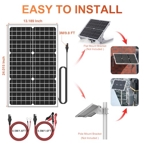 SUNER POWER 12V 30W Solar Panel, Built-in UltraSmart MPPT Charge Controller, Waterproof 30 Watt Solar Battery Maintainer for 12Volt AGM, Deep Cycle, Lead-Acid, Lifepo4 Battery - size: BC-30W-Ultra