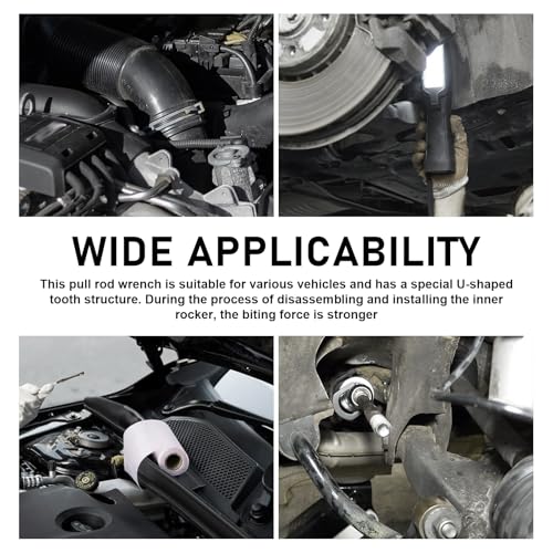 Steering Wheel Inner Tie Rod Ball Head Rudder Wrench, 3/8" U-shaped Tooth Structure Metal Rocker Arm Detach Installation Tool, Universal Inner Tie Rod Removal Tool Repair Accessories (Black)