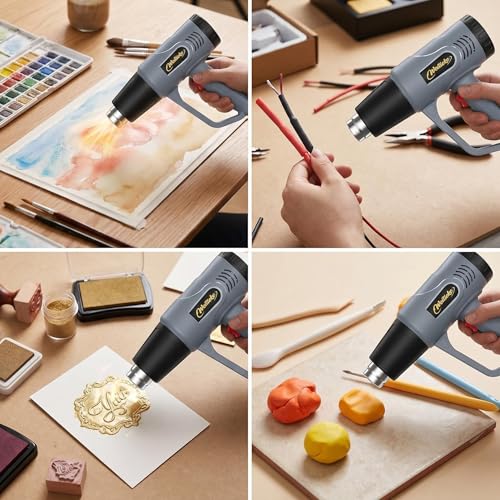 Heat Gun,572℉& 1112℉ Dual Temperature Control Heat gun', Overload Protection with 4 Nozzles for Crafting, hot air gun,Shrink Wrapping, Phone Repair, Epoxy Resin