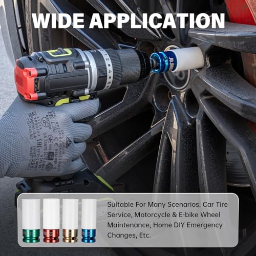 4-Piece Impact Lug Nut Socket Set, 1/2" Drive, Metric - style: 17 19 21 22MM