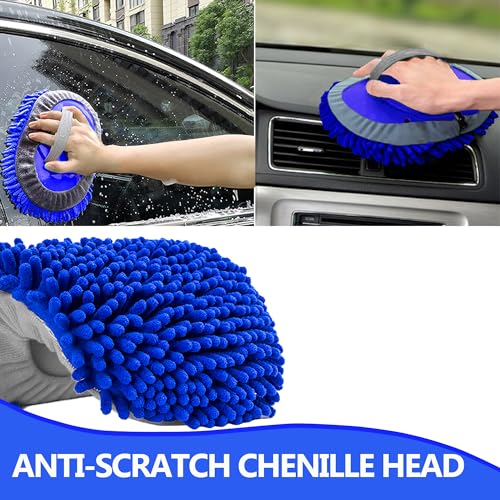 63” Long Handle Car Wash Brush Microfibre Extendable Cleaning Mop Mitt for Caravan Truck Van Tyre Window Wheel Roof 2 in 1 Interior Duster Remover Scratch Free Clean Product 3 Replacement Head
