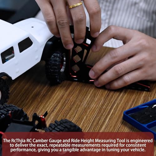 Ride Height Gauge RC Car Camber Gauge Adjustable RC Car Wheel Rim Measuring Tool Ruler, CNC-Machined Aluminum Alloy Height Camber for Traxxas Arrma Losi Axial HPI Redcat Racing 1/10 1/8 1/7 Scale Red - color: Red