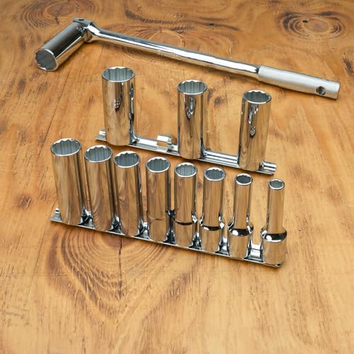 S08301 1/2" Drive Standard SAE Socket Set, 12 Piece, 12 Point Deep - size: 1/2 Inch Drive, style: DEEP