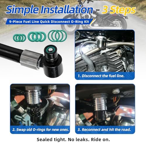 Fuel Line Quick Disconnect O-Ring Kit for Harley-Davidson EFI 2001-Onwards | Fits Street Glide, Road King, Softail, Sportster-Fuel Tool Check Valve O-Rings and Male Fuel Line End O-Rings Set