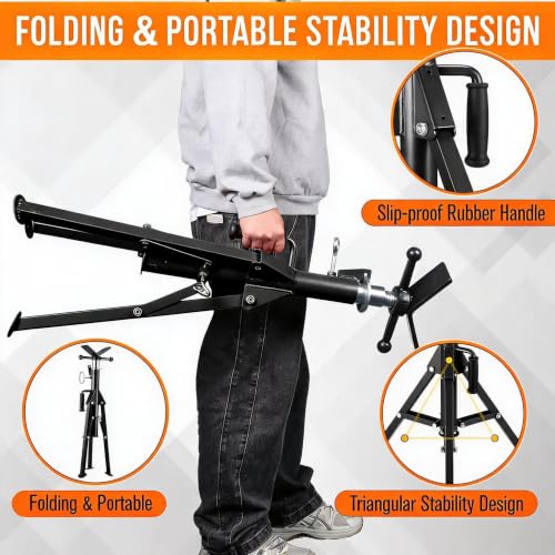 Garvee 2PCS V Head Pipe Jack Stand, Folding Portable Pipe Stands for 1/8 to 12 Inch Pipes Supporting, 2500LB Load, 28''-52'h Adjustable - color: black